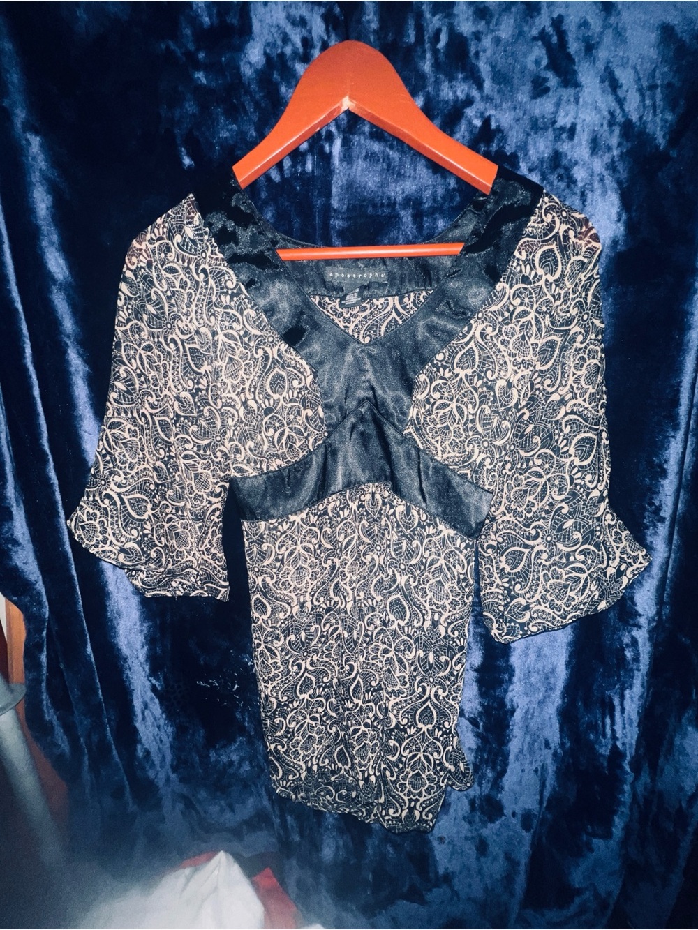 Apostrophe Black & White Paisley Bow-Front Blouse